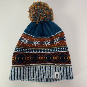 Smartwool Beanie Hat Chair Lift Women's One Size Winter Pom Pom Turquoise gold